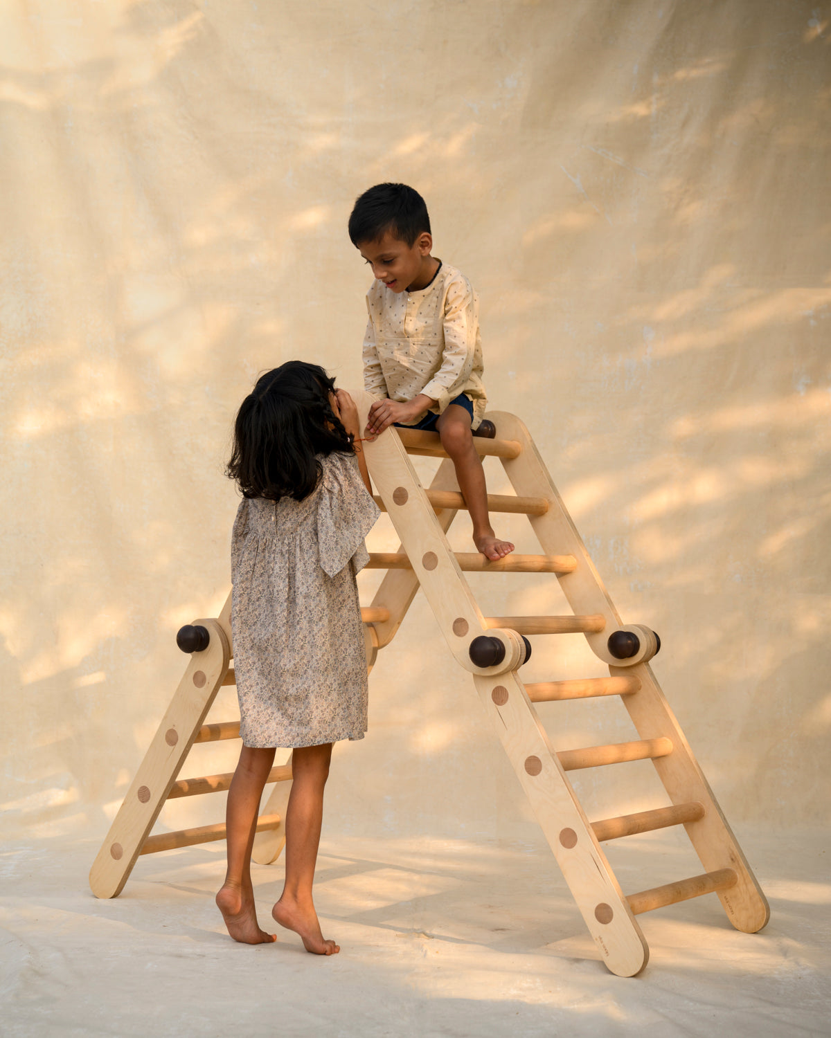 Transformable Pikler jungle gym in mountain position