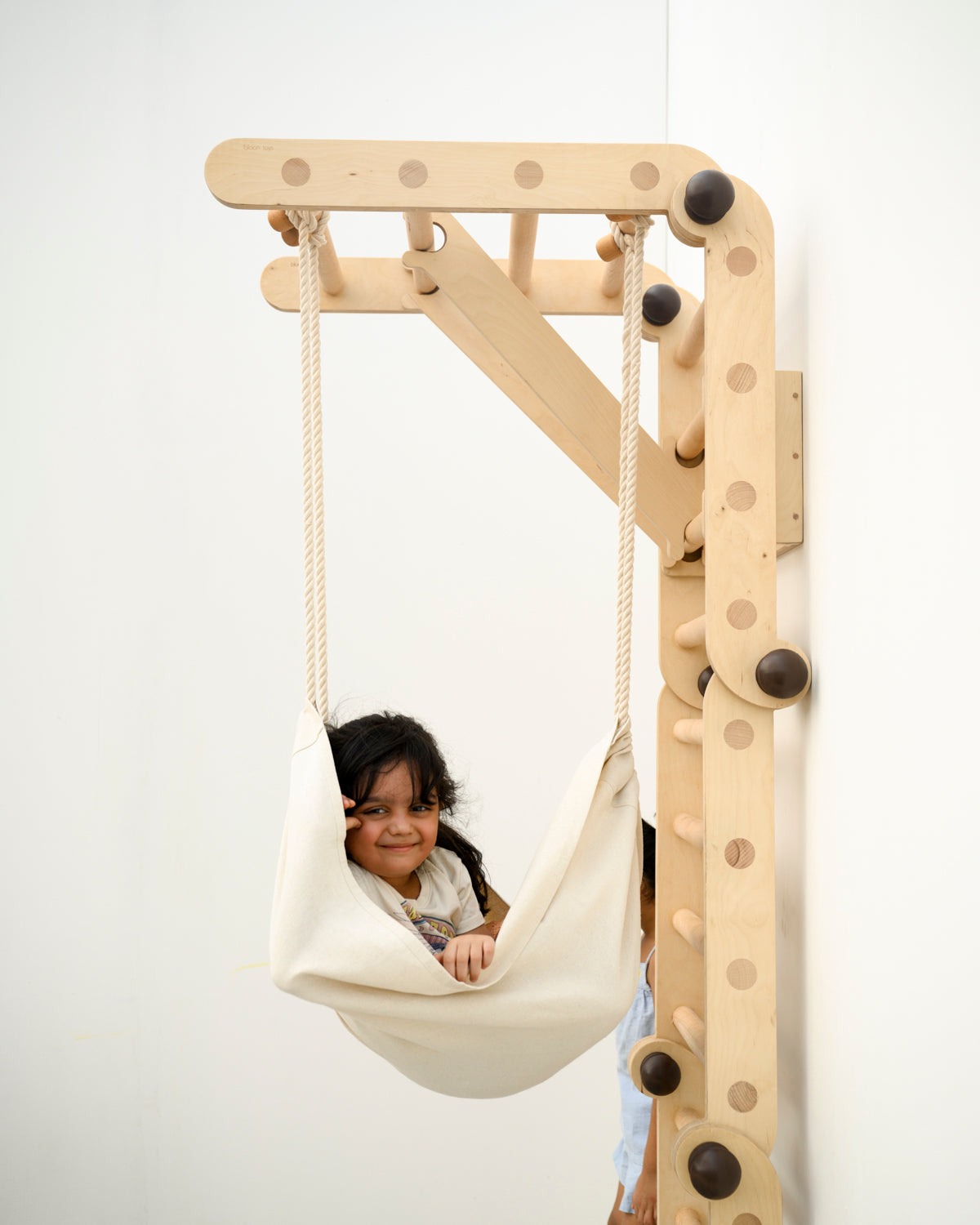 Transformable Pikler jungle gym with hammock
