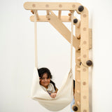 Transformable Pikler jungle gym with hammock