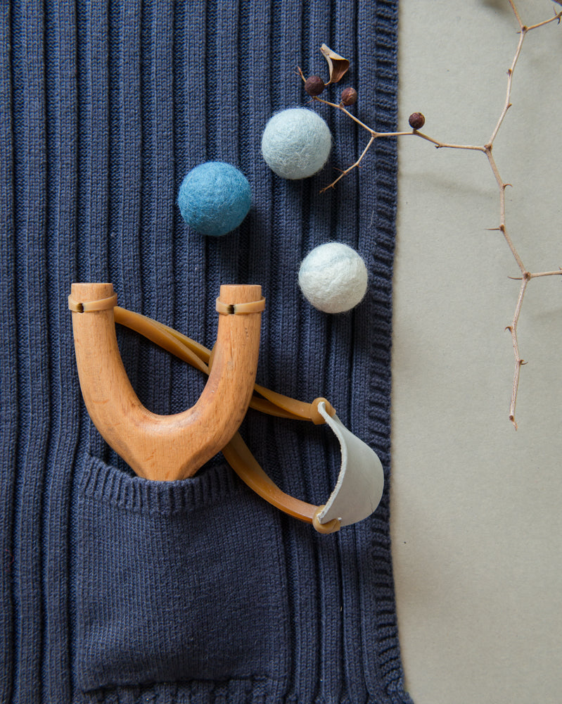 slingshot catapult wooden toy handmade felt ball vegetable dyed waldorf toy open ended toy natural materials toys for boys