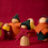 Christmas Wee Folk Set: Wooden Peg Dolls with Reindeer