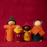 Christmas Wee Folk Set: Wooden Peg Dolls with Reindeer